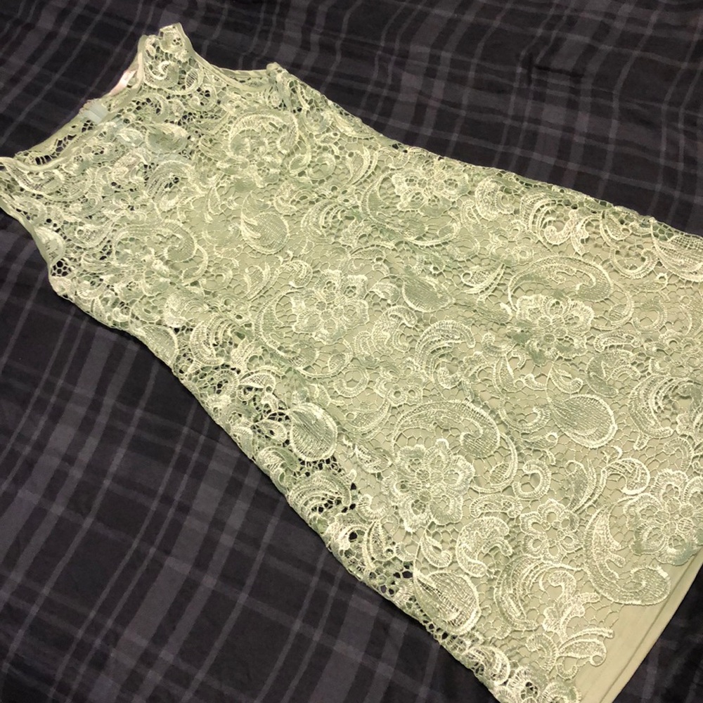 Mint lace overlay dress